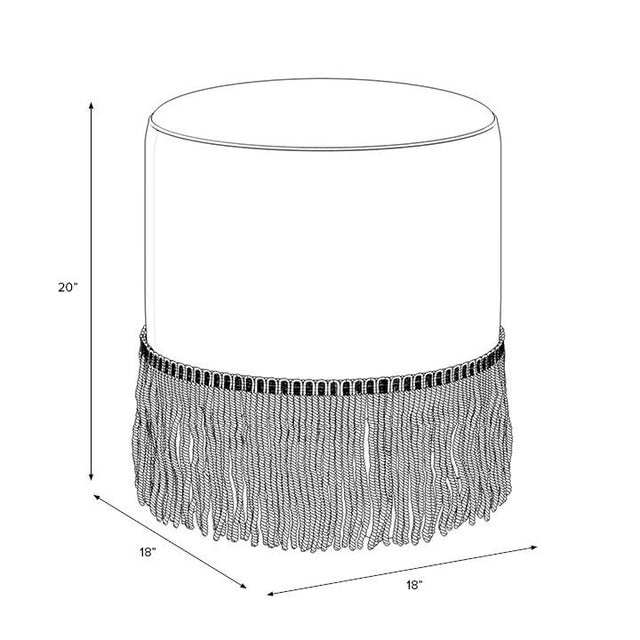 Spritely Home Pierre Fringe Ottoman in Lilac Tree of Life Floral For Sale - Image 4 of 4