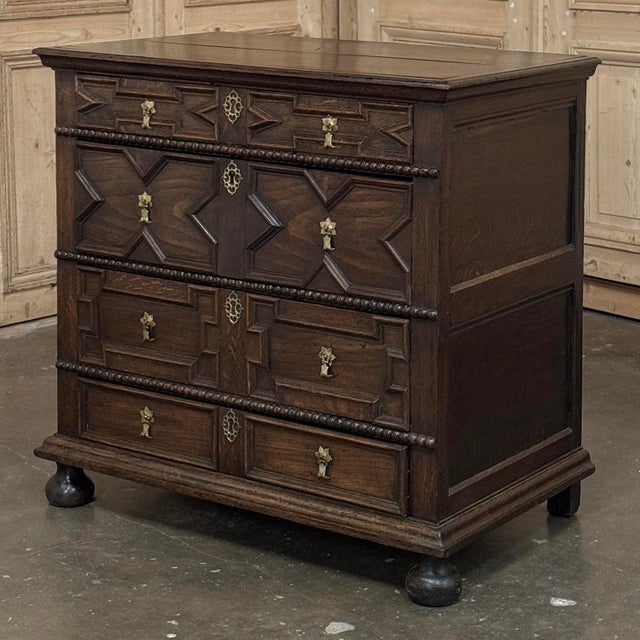 Early 19th Century English Oak Jacobean Style Chest of Drawers For Sale - Image 4 of 18