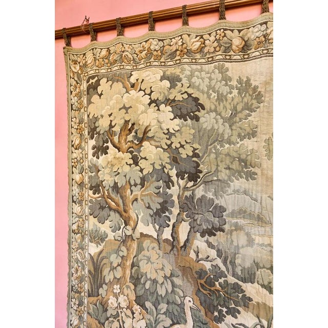 Beige Wall Tapestry with Birds and Wooden Rod For Sale - Image 8 of 8