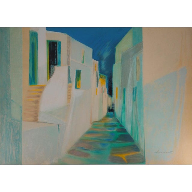 Claude HEMERET (1929) Street in Santorini (Greece) Original color lithograph Signed in pencil On wove paper, 80 x 56 cm...