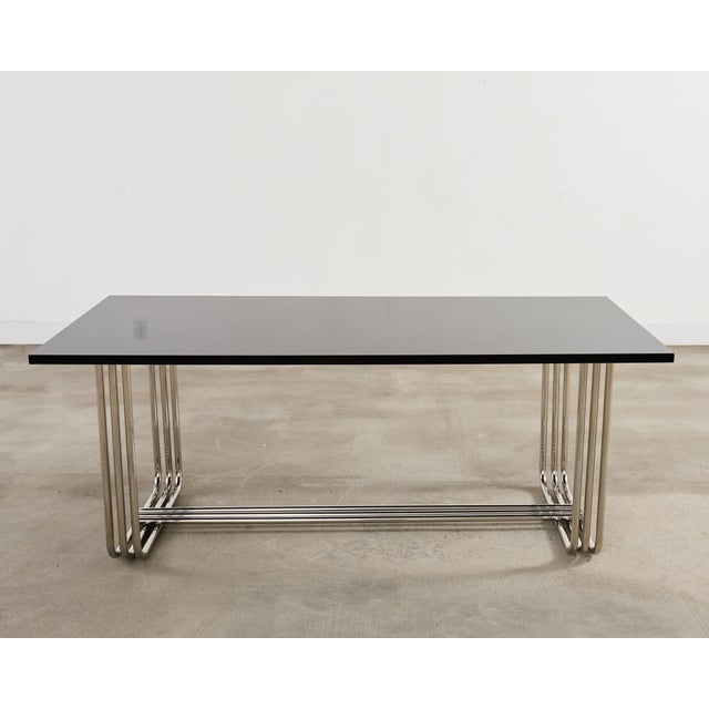 Wood Ralph Lauren Black Lacquer and Chrome Hudson Dining Table For Sale - Image 7 of 18