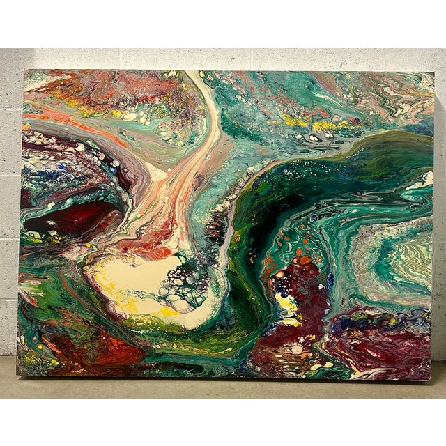 Late 20th Century Richard Mann Abstract Acrylic Painting on Panel, 48" X 36", California, Circa 1980s For Sale - Image 5 of 13