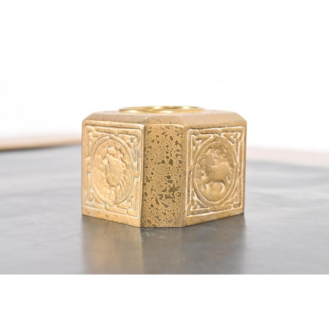 Art Deco Tiffany Studios New York Zodiac Bronze Doré Pen Brush Holder For Sale - Image 3 of 9