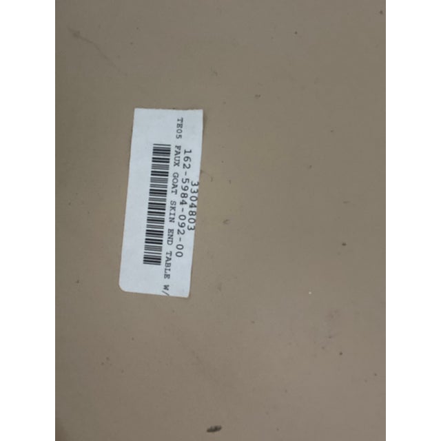 Tan Marge Carson Faux Goatskin and Stone Side Table For Sale - Image 8 of 10