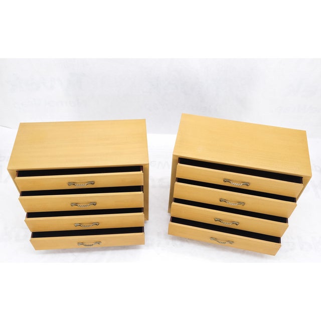 Mid-Century Modern Pair Mid Century Modern Mahogany Twisted Solid Brass Pulls Bachelor Chests MINT For Sale - Image 3 of 14