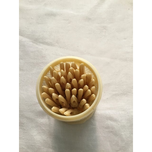 1950s Appetizer Forks With Matching Holder and Lid- 39 Carved Forks Vintage For Sale - Image 5 of 11