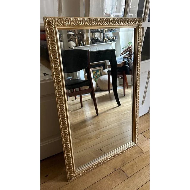 Vintage gilded mirror with classic decor and beveled mirror Some gaps on the framework
