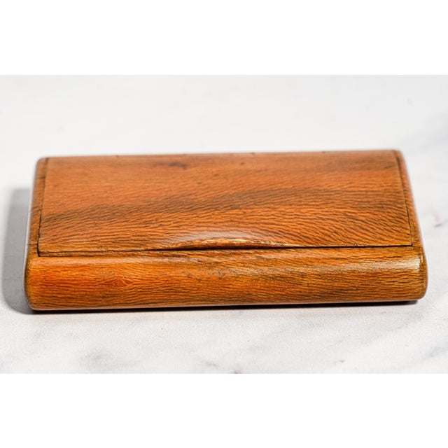 Wonderful Small Antique Wood Snuff Box Handcrafted Hinge Gentleman’s Pocket Box Tobacciana For Sale - Image 4 of 10