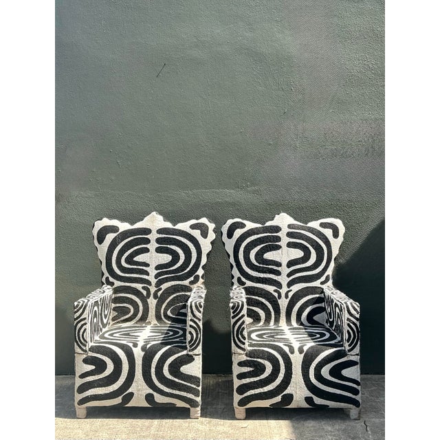 Vintage Boho Beaded Lounge Chairs - a Pair For Sale - Image 9 of 12