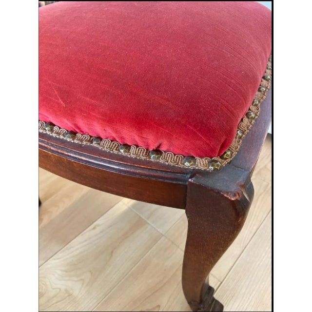Antique Federal Style Mahogany Side Chair With Red Velvet For Sale - Image 4 of 9