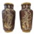 1880 Gien French Faience Pair Majolica Gold & Brown Vases With Armored Knights For Sale