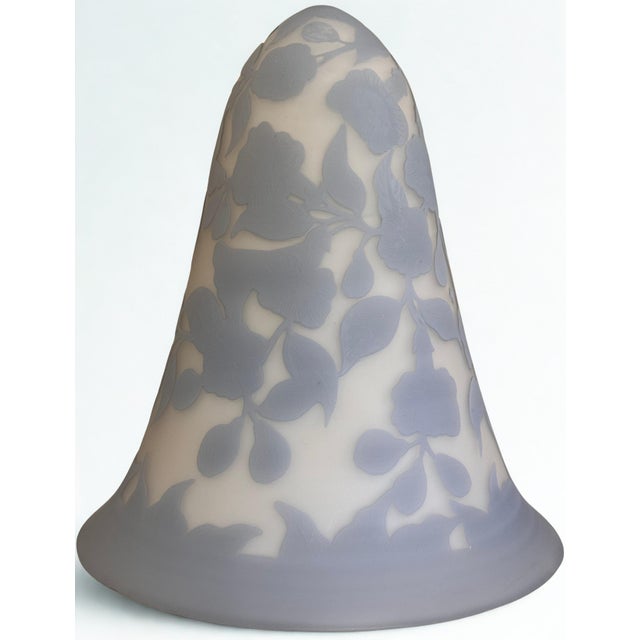 Vintage Cameo Style Periwinkle Blue Lamp Shade After Emile Galle For Sale - Image 17 of 17