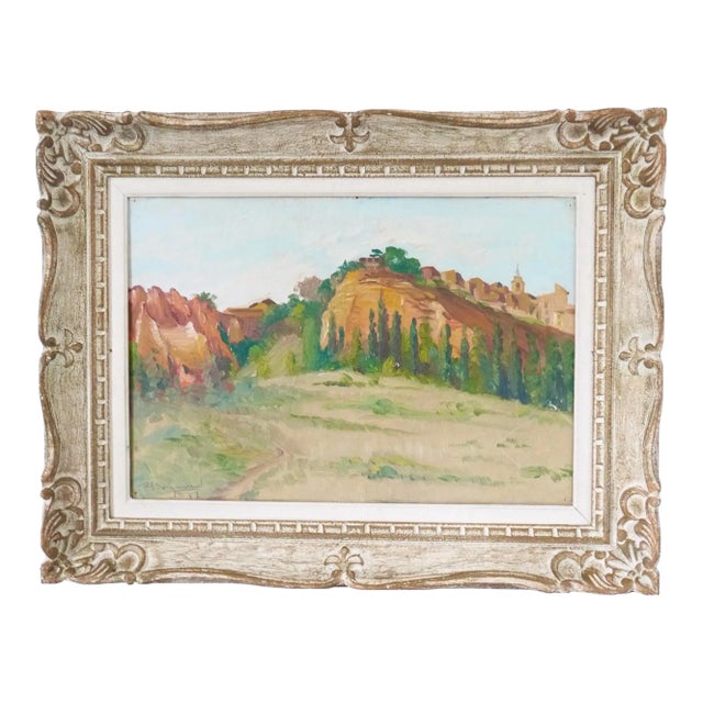 French Vintage Mountain Landscape Oil Painting Signed For Sale