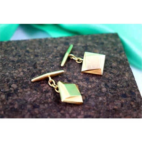 Gold Cufflinks in Square Shape with Geometric Figures, Set of 2 For Sale - Image 6 of 8