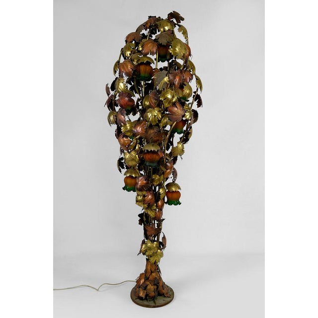 Vintage Hollywood Regency Vine Floor Lamp in Patinated Metal, 1960 For Sale - Image 15 of 16
