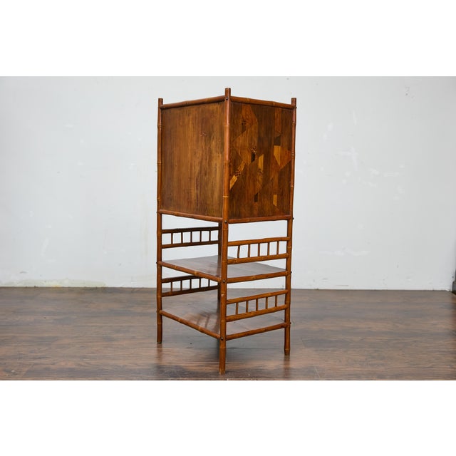 19th Century English Bamboo Cabinet with Parquetry Door and Shelves For Sale - Image 10 of 12