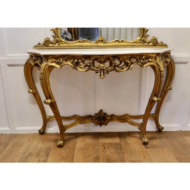 Italian Marble Top Console Table and Mirror Set, 1890s, Set of 2 For Sale - Image 9 of 13