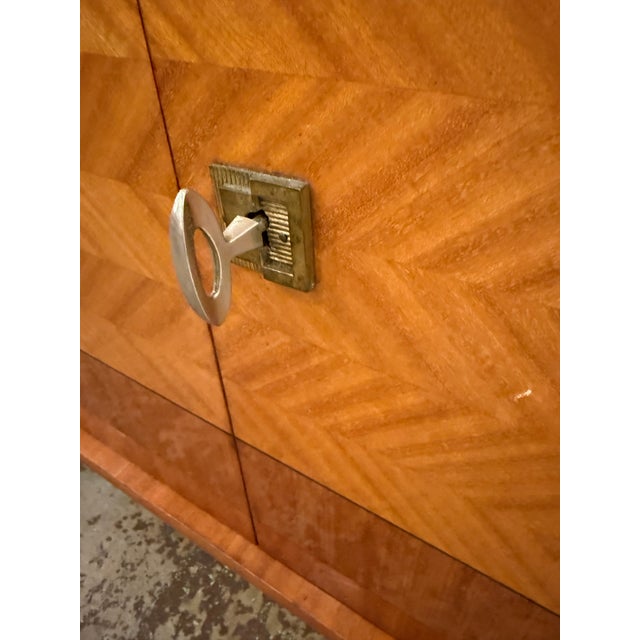 Brown 1960s French Mid-Century Modern Sideboard With Brass Pulls and Storage Drawers For Sale - Image 8 of 12