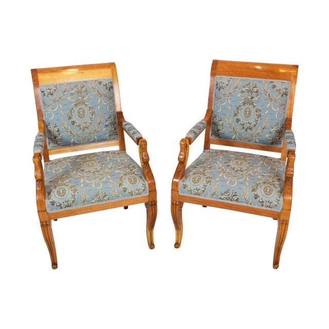 Early 19th Century Empire Biedermeier Plumwood Swan Armchairs, Set of 2 For Sale - Image 11 of 11