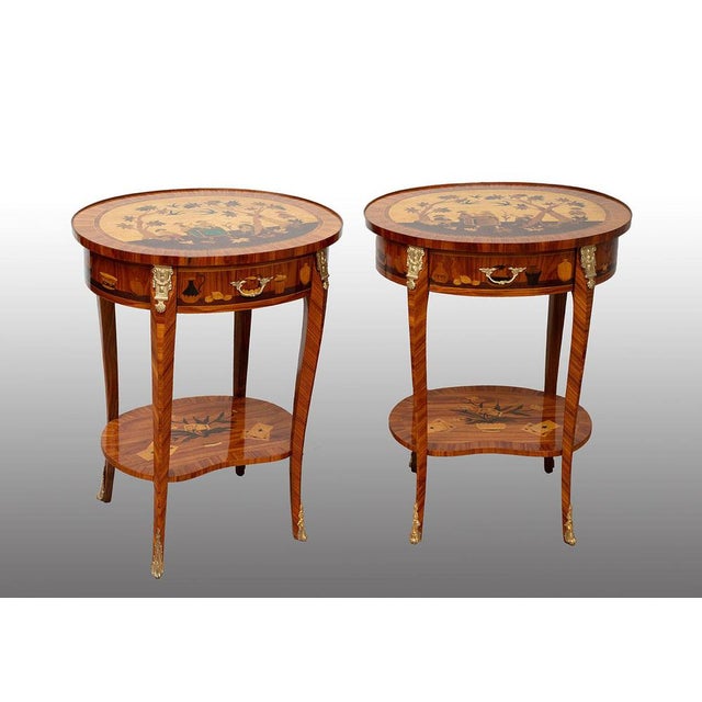 Brown Antique Early 20th Century Napoleon III Chinese Side Tables, France, Set of 2 For Sale - Image 8 of 8