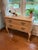 French Provincial Late 20th Century Thomasville French Country Console With Patterned Wood Top & Iron Scrollwork For Sale - Image 3 of 7