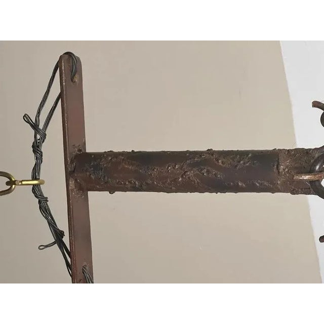 Wrought Iron Pot Rack With Grapevine Design, Distressed Finish For Sale - Image 10 of 10