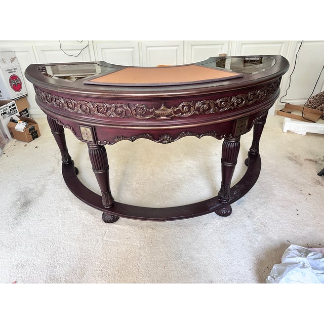 Mediterranean Late 20th Century Powell Company Mediterranean Demilune Writing Desk For Sale - Image 3 of 11