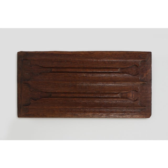 Antique Gothic Linenfold Panel in Carved Oak, 1500s For Sale - Image 4 of 10