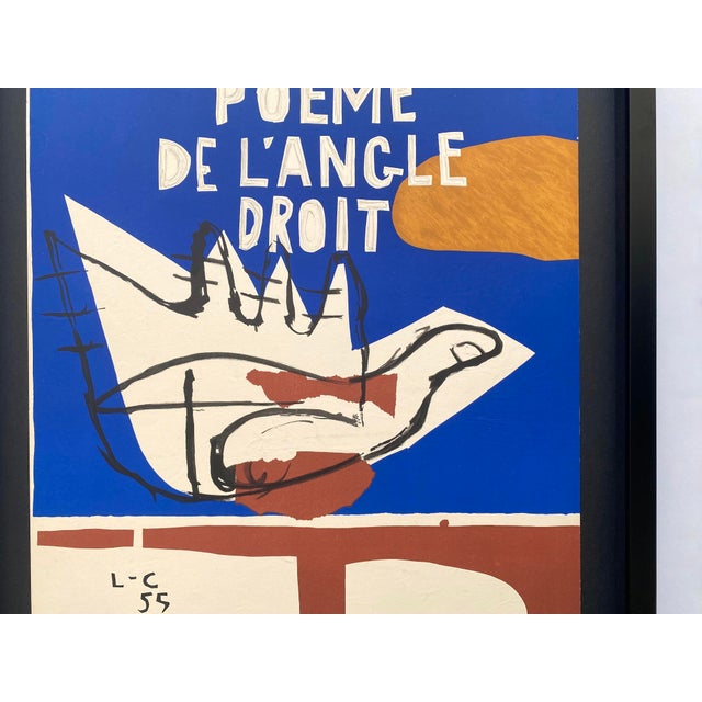 Le Corbusier Vintage 1955 Mid Century Modernist Mourlot Fine Art Lithograph Print " Poeme De l'Angle Droit " Framed Paris Exhibition Poster For Sale - Image 12 of 15