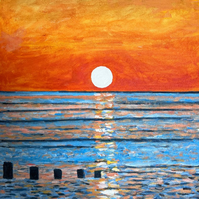 "Sun God 3" Acrylic on Canvas by Shabs Beigh For Sale