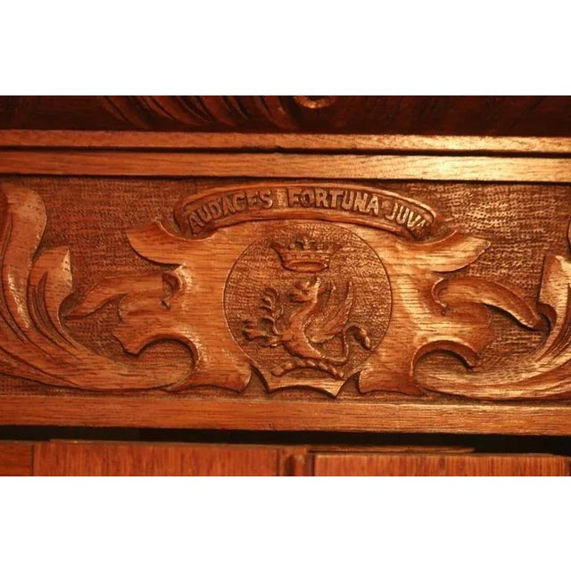 An Important Skibo Castle Scottish Highly DETAILED Carved Oak Armoire- We love the Carved Wood Cornice in Latin Letters -...