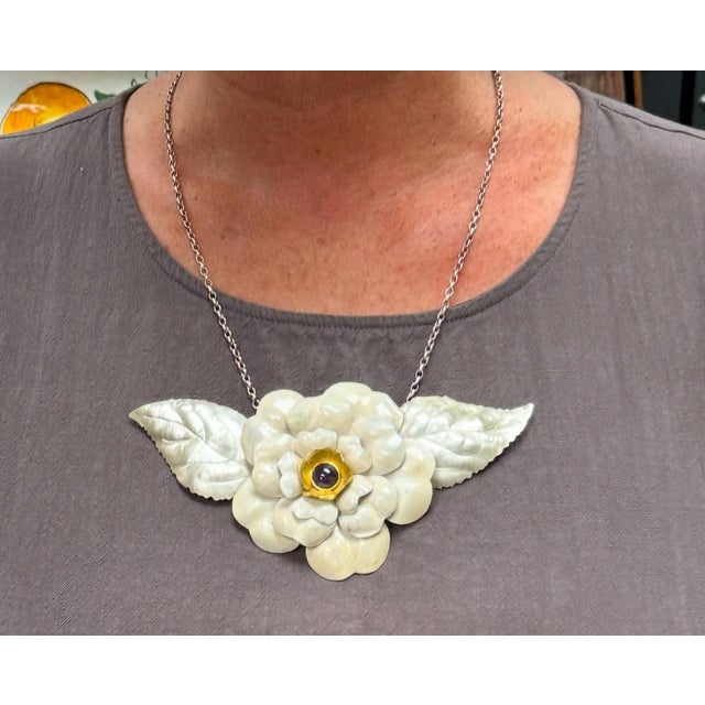 English Sterling & Enamel Flower Necklace, London, 1978 For Sale - Image 17 of 18
