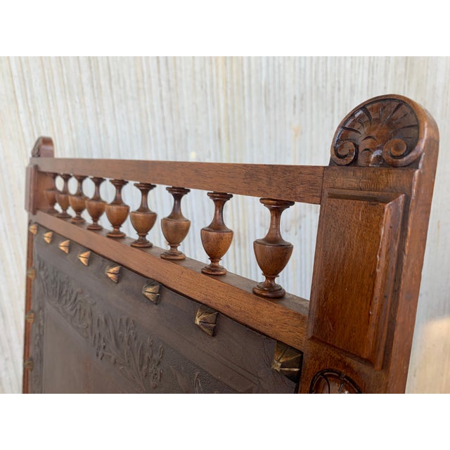 Brown Louis XVI Style Italian Pair of Carved Walnut Armchairs, 1900s For Sale - Image 8 of 18