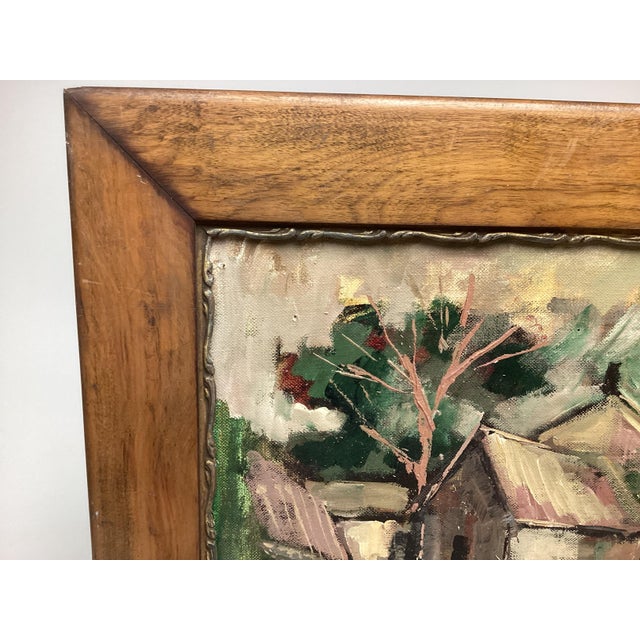 1940s 1940s Impressionist Landscape Scenery Framed Oil Painting Signed Greene For Sale - Image 5 of 7