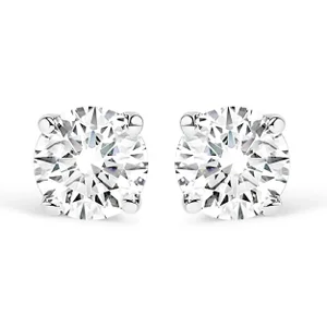 .925 Sterling Silver Silver 3/8 Cttw Round Lab Grown Diamond Classic 4-Prong Solitaire Stud Earrings (F-G Color, VS1-VS2 Clarity)