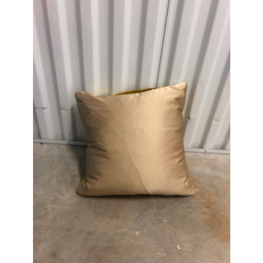 Maki Yamamoto Handmade Chartreuse Pleated Silk Pillow- Japanese