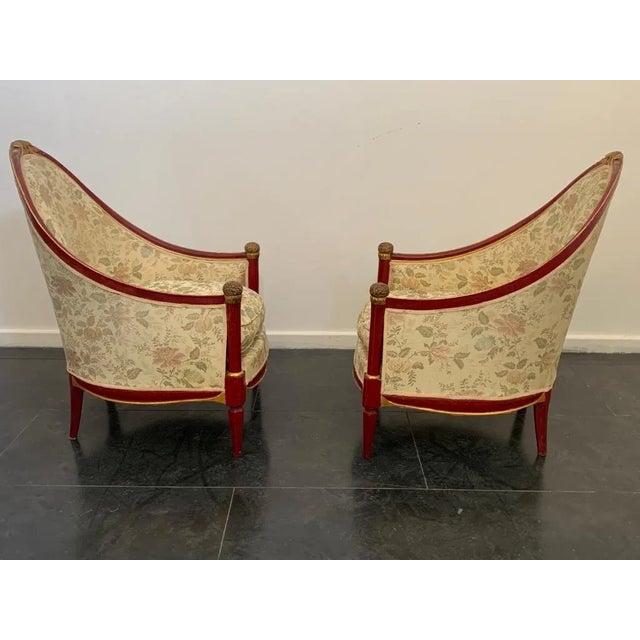 Set of Cardinal Red Lacquered Armchairs For Sale - Image 4 of 13