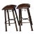 1990s Williston Forge Brown Leather & Black Iron Cowboy Horse Embossed Bar Counter Stools With Foot Rest - Set of 2 For Sale