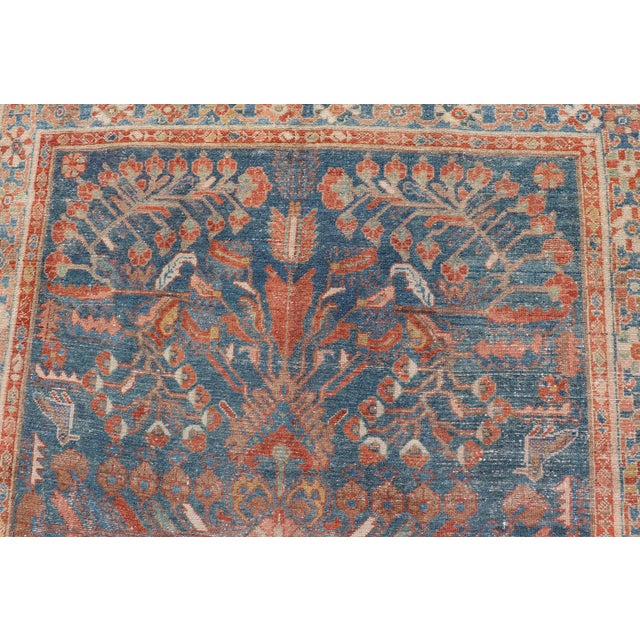 Antique Malayer Long Area Rug in Blue, Rust, Green by Keivan Woven Arts For Sale - Image 9 of 12