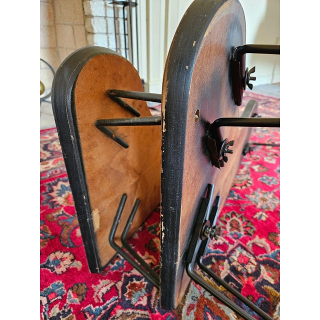 Mid-Century Modern A Pair of Mid Century Modern Atomic Tripod Hairpin, Two Tiered Side Tables For Sale - Image 3 of 3
