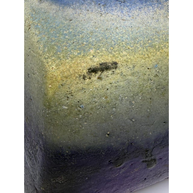 Late 20th Century Beautiful Blue Drip Glazed Fantoni Square Fantoni Vase For Sale - Image 5 of 14