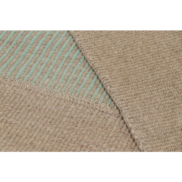 Rug & Kilim’s Oversized Modern Kilim With Textural Beige and Mint Green Stripes For Sale - Image 9 of 9