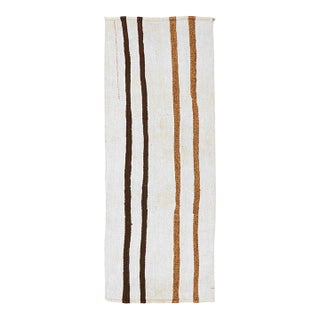 Striped Small Vintage Hemp Kilim Rug - 1`9″ X 4`9″ For Sale