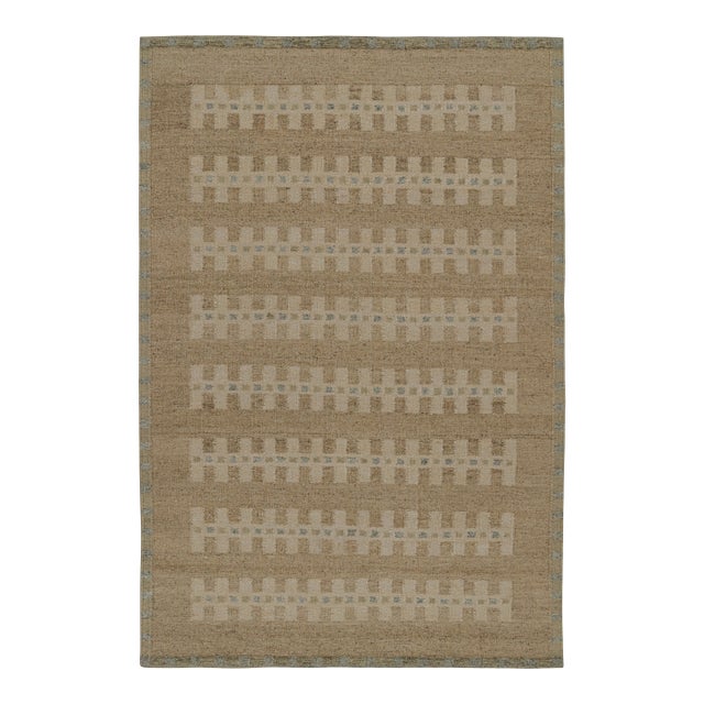 Rug & Kilim’s Scandinavian Style Kilim Rug in Beige with Geometric Patterns - 9x12 For Sale