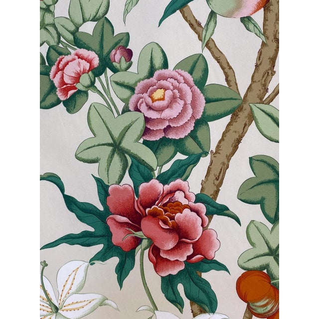 An impressive 21 color large scale floral on a mercerized cotton percale ground. The multi-colors on cream, 18th century...