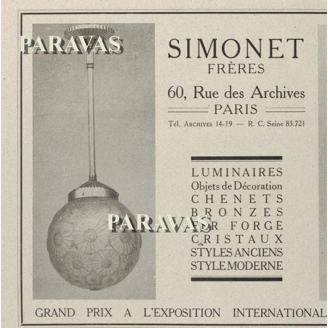 French Art Deco Pendant Light by Simonet Freres & Dieupart - 1920s France - A Pair For Sale - Image 13 of 13