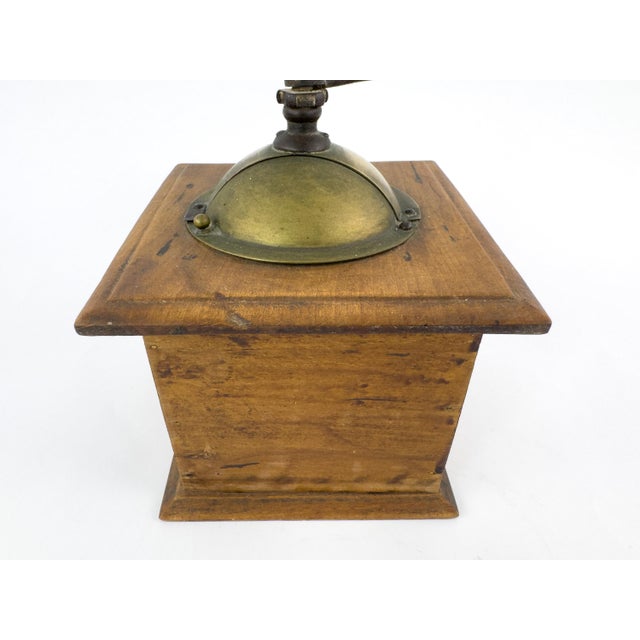 Wood Antique French Peugeot Frères Wooden Coffee Grinder With Brass Hopper – Early 20th Century For Sale - Image 7 of 12