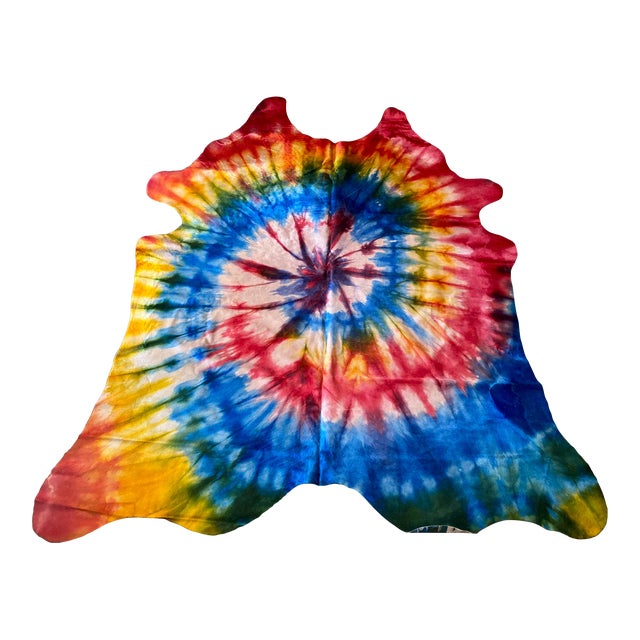 Tie-Dye Brazilian Cowhide 7'3" X 7'6" For Sale