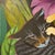 Contemporary Marc Zimmerman "Paws in Play" Oil Painting, Two Cats in Tropical Jungle, Black and Gold Cats, Pink Hibiscus, Contemporary Art West Coast For Sale - Image 3 of 9