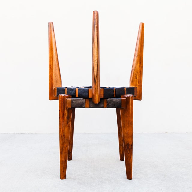 Vintage 1960s Sculptural Stools in Solid Teak & Saddle Leather Attributed to Edmond Spence For Sale - Image 12 of 15